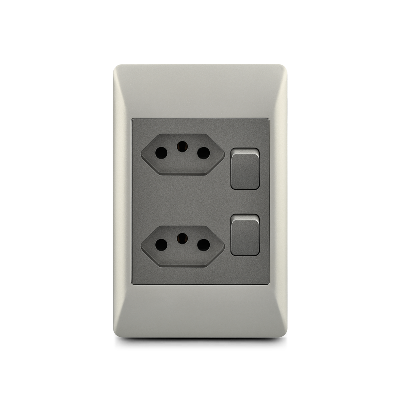 South Africa switch socket,2 lever switch+2 brazil socket