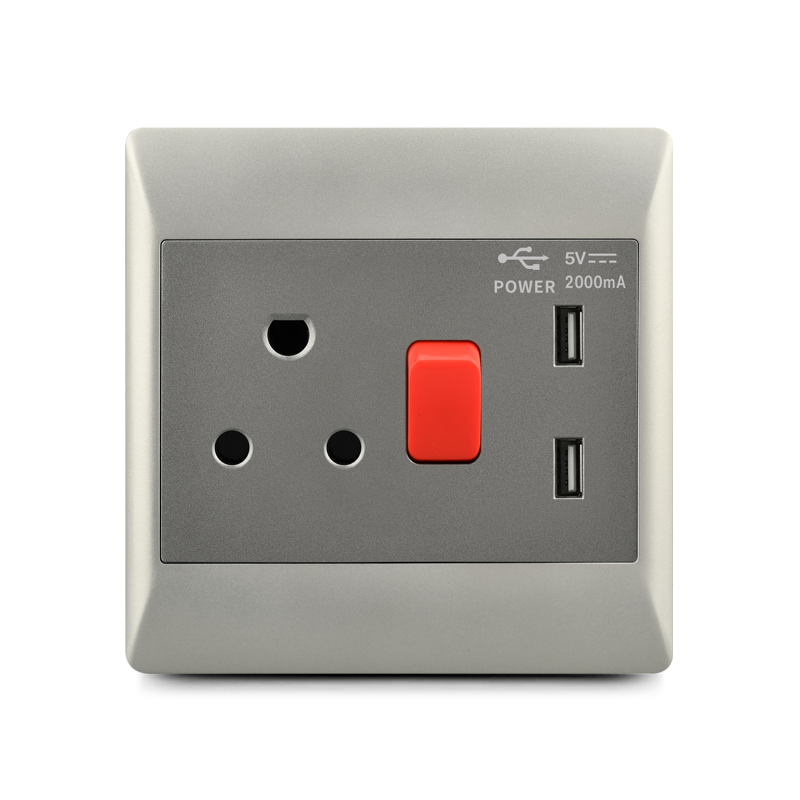 South Africa switch,1 lever+16A socket+2 USB